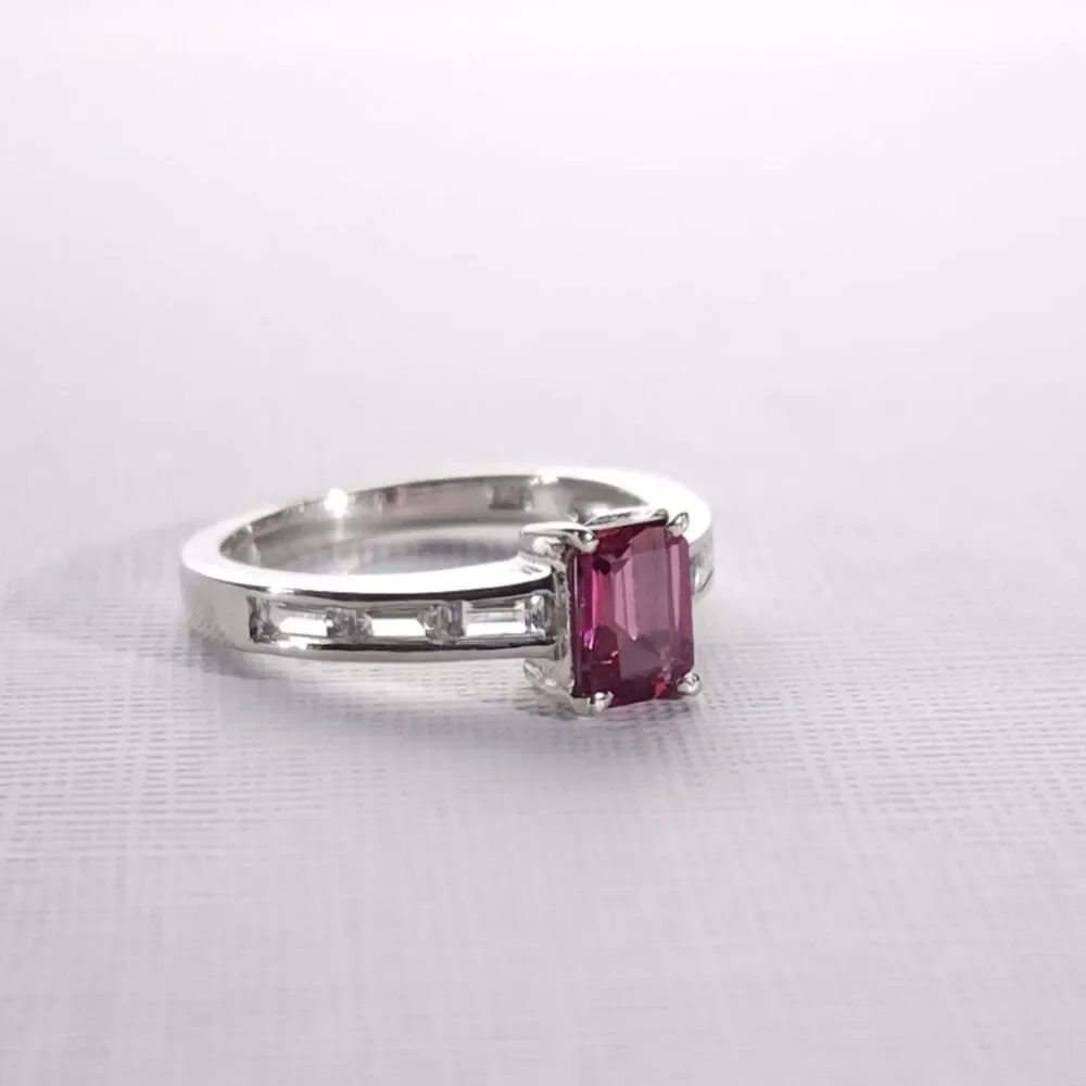 Bixbite and White Topaz Ring Size 5